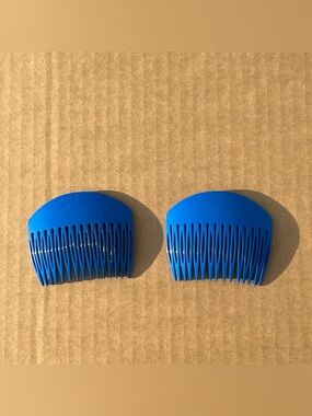 Vintage Alexandre de Paris Blue Hair Comb Curved French Barrette Accessory 2.75”